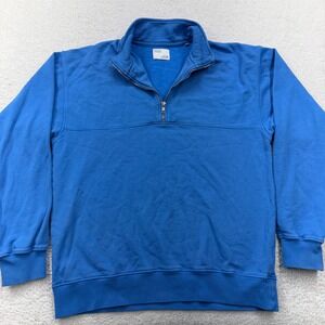 Colorful Standard Mens Organic Cotton Quarter Zip Sweatshirt Blue L Portugal